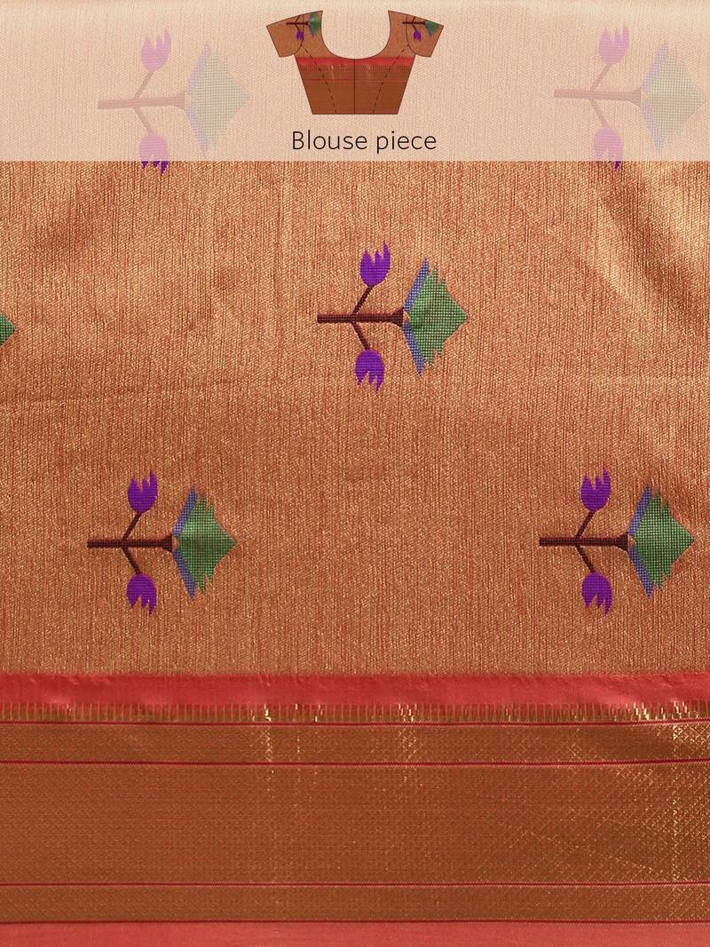 Bandhani Zari Silk Cotton Paithani Saree