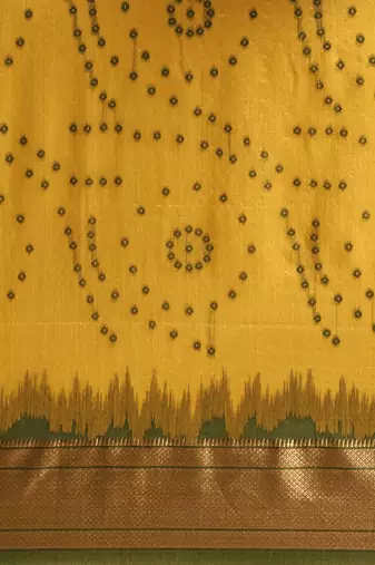 Bandhani Zari Silk Cotton Paithani Saree