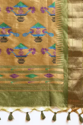 Bandhani Zari Silk Cotton Paithani Saree