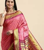 Bandhani Zari Silk Cotton Paithani Saree