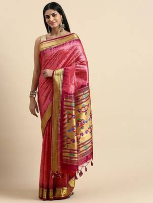 Bandhani Zari Silk Cotton Paithani Saree 2