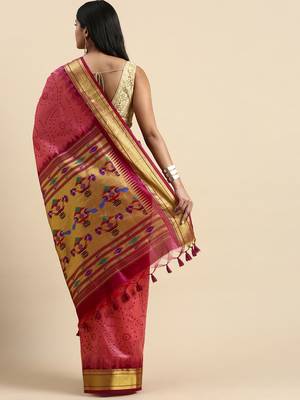 Bandhani Zari Silk Cotton Paithani Saree 3