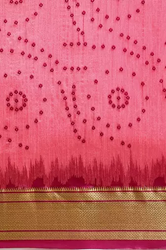 Bandhani Zari Silk Cotton Paithani Saree