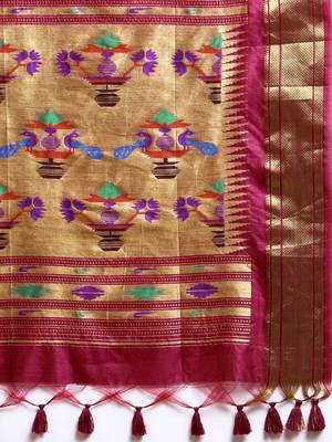 Bandhani Zari Silk Cotton Paithani Saree 5