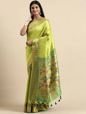 Bandhani Zari Silk Cotton Paithani Saree 2