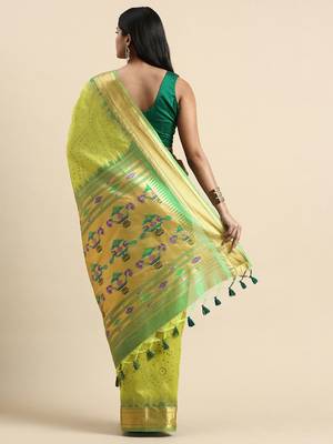 Bandhani Zari Silk Cotton Paithani Saree 3
