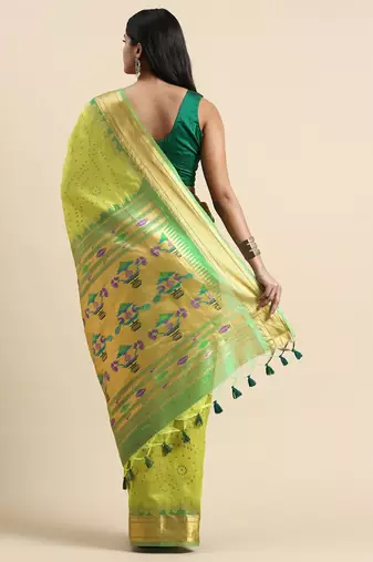 Bandhani Zari Silk Cotton Paithani Saree