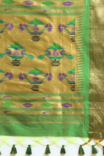 Bandhani Zari Silk Cotton Paithani Saree