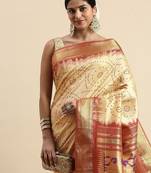 Bandhani Zari Silk Cotton Paithani Saree