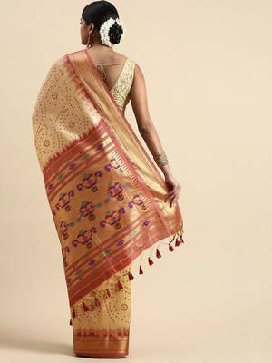 Bandhani Zari Silk Cotton Paithani Saree 3