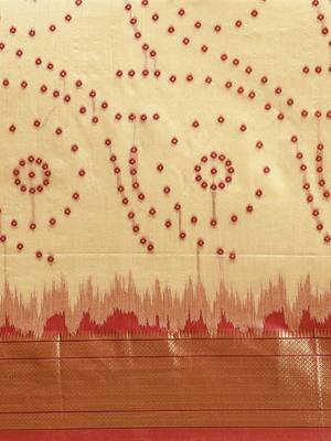 Bandhani Zari Silk Cotton Paithani Saree 4