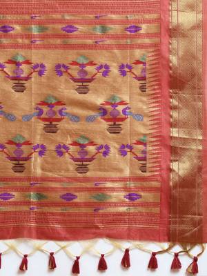 Bandhani Zari Silk Cotton Paithani Saree 5