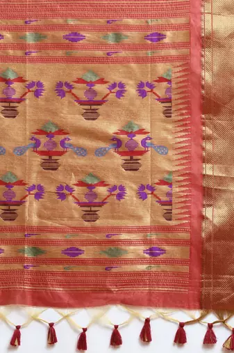 Bandhani Zari Silk Cotton Paithani Saree