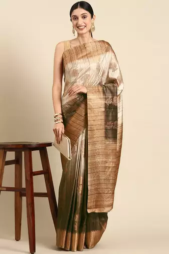 Floral Zari Jute Cotton Baluchari Saree