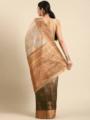 Floral Zari Jute Cotton Baluchari Saree 3
