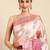 Pink & Gold-Toned Floral Zari Jute Cotton Baluchari Saree
