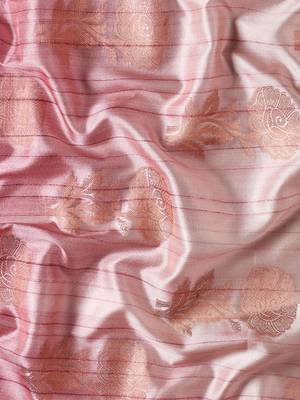 Pink & Gold-Toned Floral Zari Jute Cotton Baluchari Saree 6