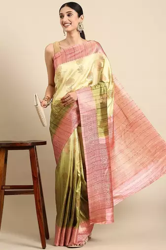 Floral Zari Jute Cotton Baluchari Saree