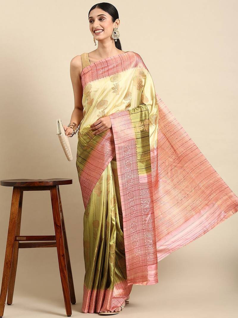 Floral Zari Jute Cotton Baluchari Saree
