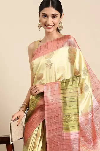 Floral Zari Jute Cotton Baluchari Saree