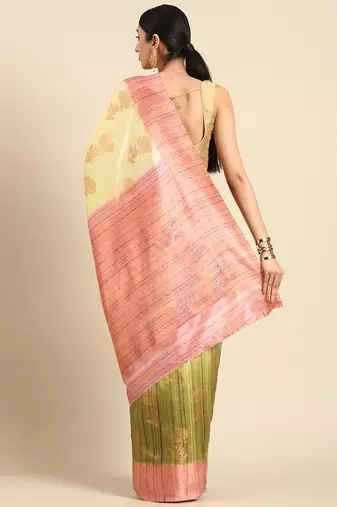 Floral Zari Jute Cotton Baluchari Saree