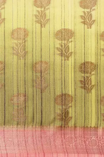 Floral Zari Jute Cotton Baluchari Saree