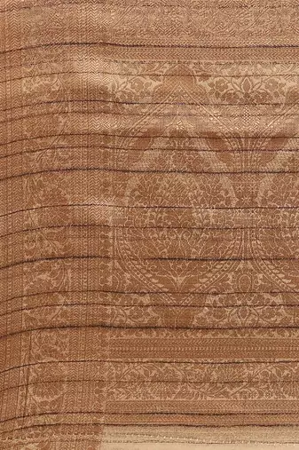 Green & Copper-Toned Ethnic Motifs Zari Jute Cotton Baluchari Saree
