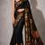 Black color smart and designer printed ready to wear satin saree