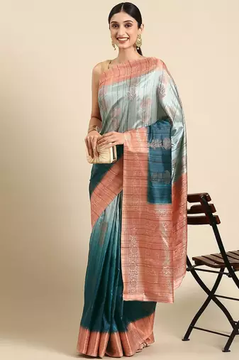 Floral Zari Jute Cotton Baluchari Saree