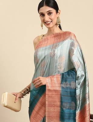 Floral Zari Jute Cotton Baluchari Saree 2