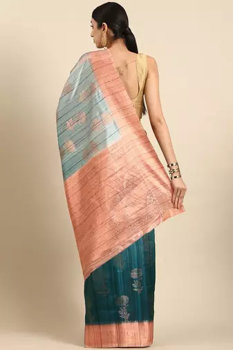 Floral Zari Jute Cotton Baluchari Saree
