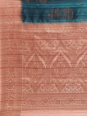 Floral Zari Jute Cotton Baluchari Saree 5