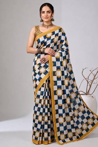 Multy color smart and designer printed ready to wear satin saree