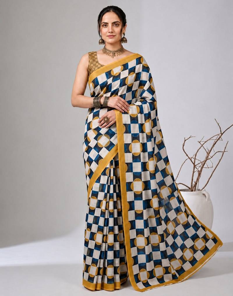 Multy color smart and designer printed ready to wear satin saree