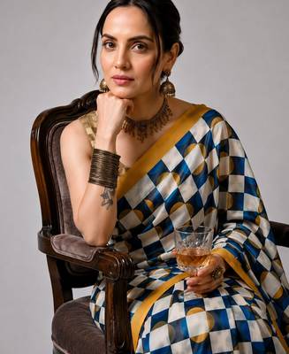 Multy color smart and designer printed ready to wear satin saree 3