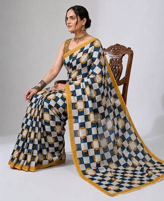 Multy color smart and designer printed ready to wear satin saree 4