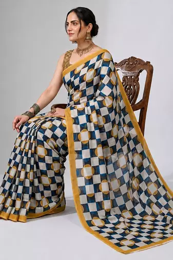 Multy color smart and designer printed ready to wear satin saree