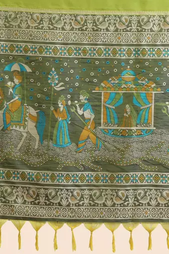 Woven Design Ethnic Motifs Zari Bhagalpuri Saree