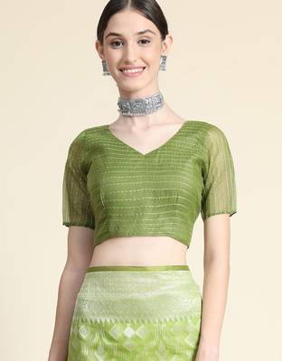 Ethnic Motifs Woven Design Zari Pure Linen Jamdani Saree 5
