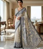 blue color cotton blend designer ethnic partywear saree