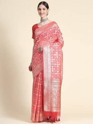 Woven Design Zari Pure Linen Jamdani Saree 3