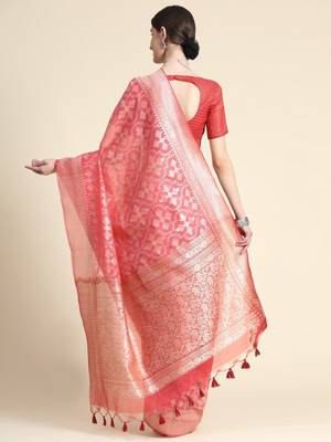 Woven Design Zari Pure Linen Jamdani Saree 4