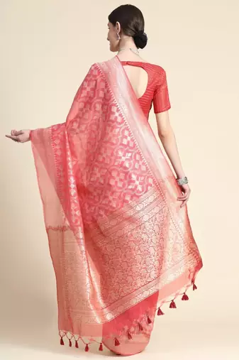 Woven Design Zari Pure Linen Jamdani Saree