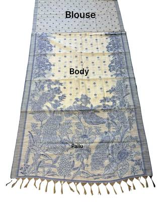 blue color cotton blend designer ethnic partywear saree 5