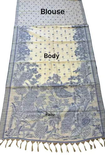 blue color cotton blend designer ethnic partywear saree