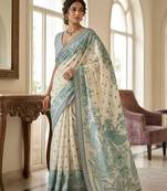 green color cotton blend designer ethnic partywear saree