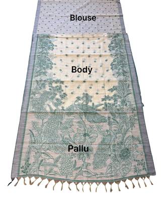 green color cotton blend designer ethnic partywear saree 5