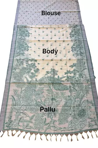 green color cotton blend designer ethnic partywear saree