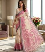 pink color cotton blend designer ethnic partywear saree