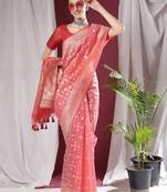 Woven Design Zari Pure Linen Jamdani Saree